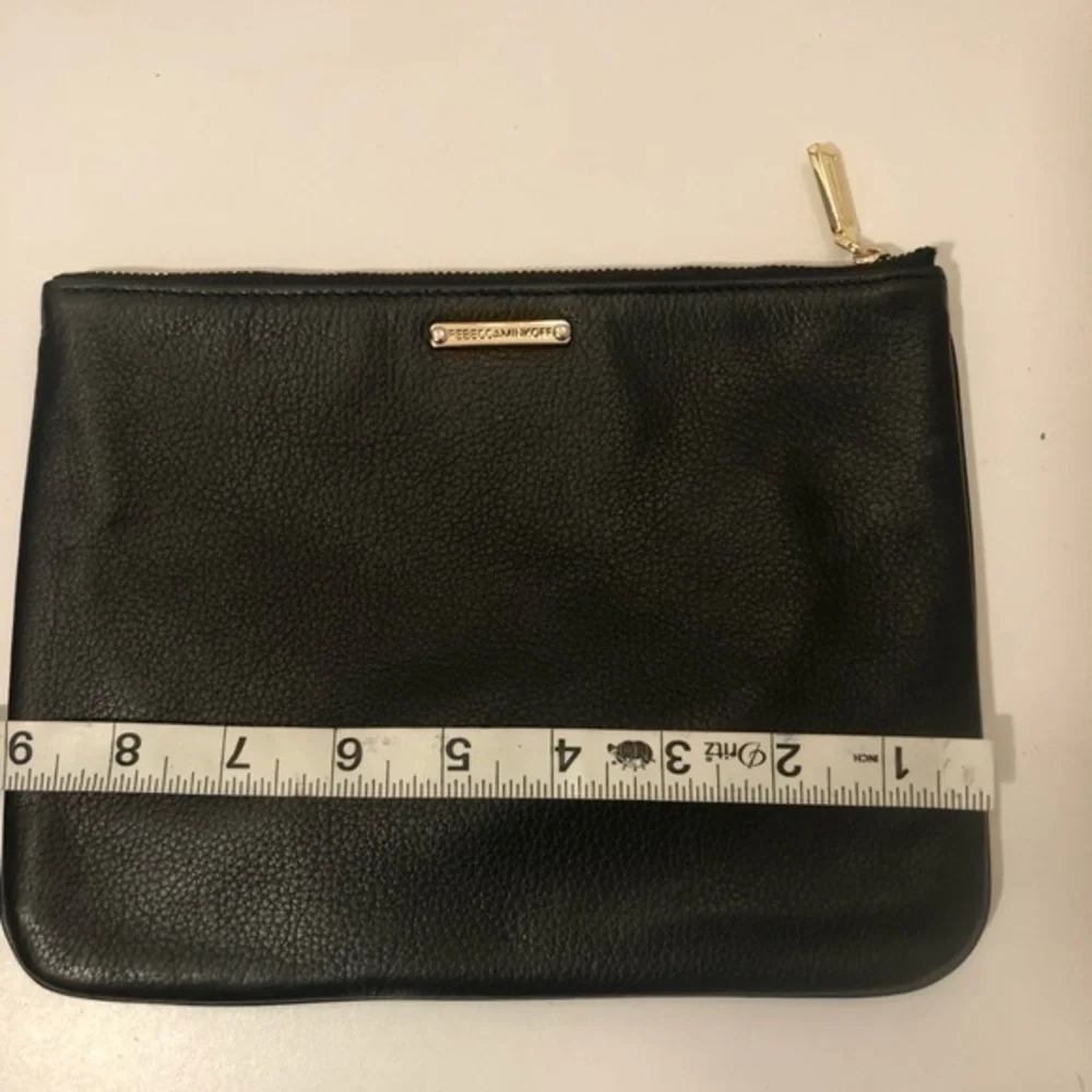 Rebecca MINKOFF black leather cosmetic bag pouch
